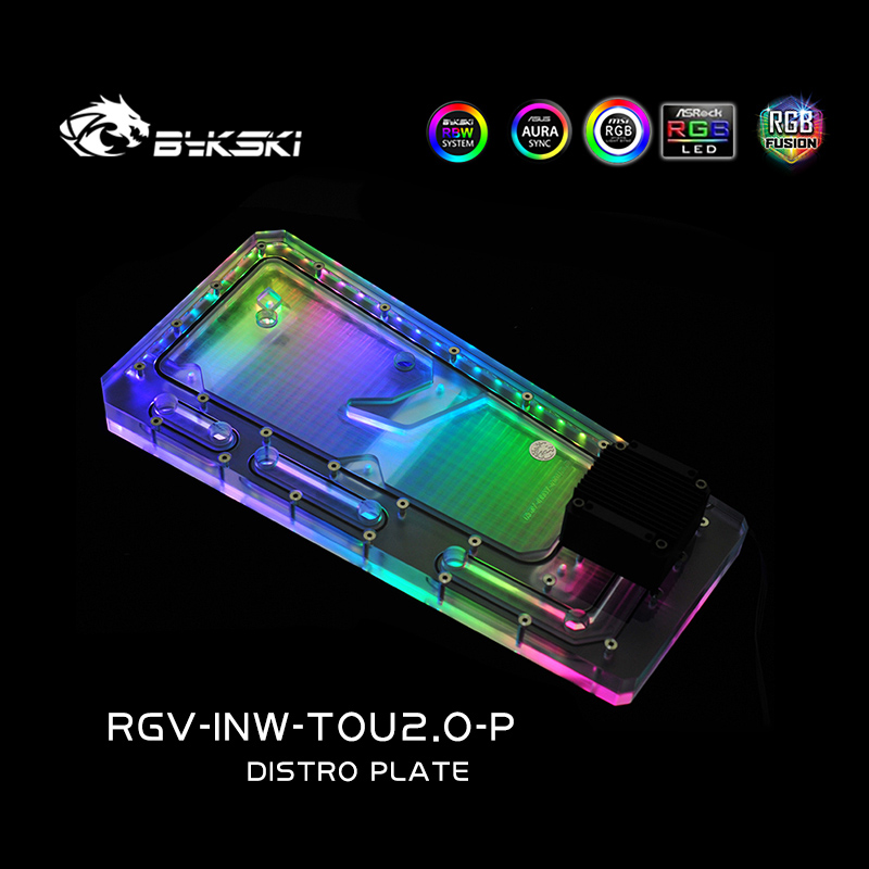 Distro Plate Ddc Pump Combo - BYKSKI RGV-INW-TOU2.0-P アクリルボードウォーターチャネルソリューションは、IN WIN TOU2.0シャーシ用CPU/GPUブロック/コンボDDCポンプに使用されます。