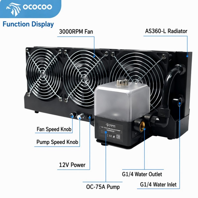 OCOCOO 外部水冷キット 360 ラジエーター AI ワ - External Radiator Water Cooling Kit のレビューと価格